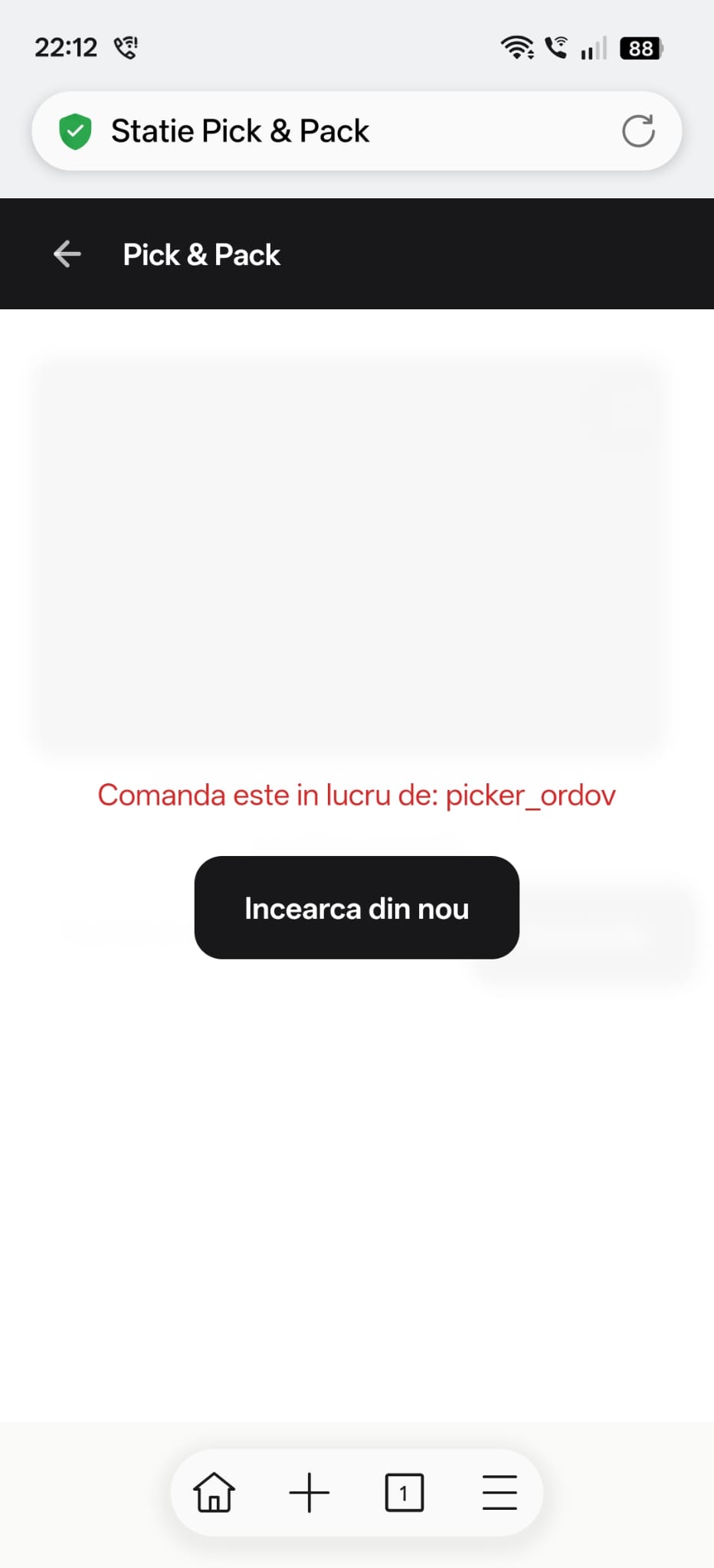 Mesajul pentru o comandă rezervată de alt operator